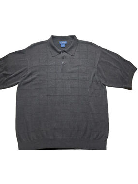 Paul Fredrick 100% Silk Gray Knit Sweater Polo Men’s Large